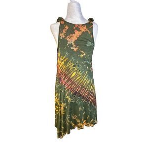 Sleeveless Women's Boho Tie Dye Long Tank Top Cover Up Dress